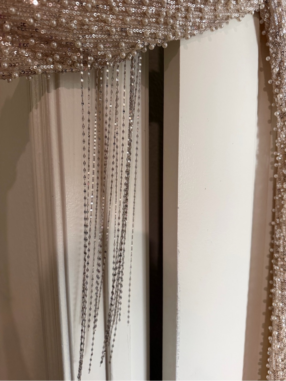 NWT Beaded Ivory Sequin V-Neck Dress - Picture 4 of 5